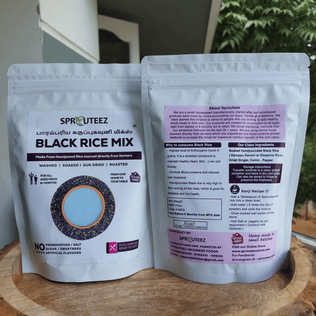 Black Rice Porridge | Karuppu Kavuni Kanji | Homemade Whole foods - Sprouteez Store